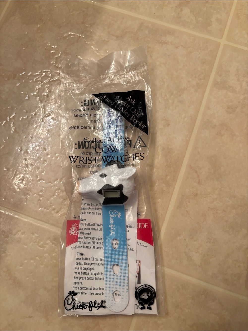 2011 Chick-fil-A Cow Wrist Watch - Blue & White in sealed package